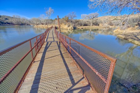 Photo for Floating bridge on Fain Lake in Prescott Valley Arizona. - Royalty Free Image