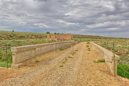 Photo for An old bridge remnant of Route 66 near the ghost town of Two Guns Arizona. - Royalty Free Image