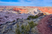 View of the Painted Desert of Arizona from beneath Kachina Point in the Petrified Forest National Park. Longsleeve T-shirt #700417800