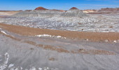 A group of salt covered hills along the Blue Forest Trail in Petrified Forest National Park. Sweatshirt #700420612