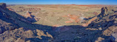 View of a valley below the overlook of Pintado Point in Petrified Forest National Park Arizona. Stickers #700625588