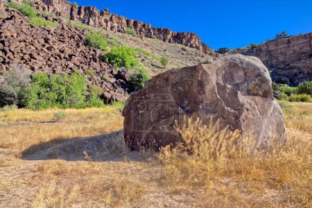 Photo for A large petroglyph covered boulder in dry Stillman Lake at the bottom of the Verde River Canyon in Paulden AZ. - Royalty Free Image