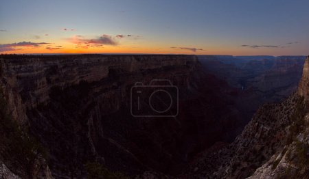View of Monument Creek from the Abyss Overlook at Grand Canyon Arizona after sunset.