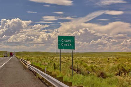 A sign along Interstate 17 in northern Arizona for a Crazy Creek.