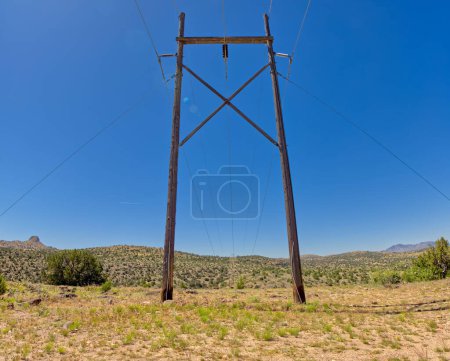 High Voltage Power Lines crossing the Verde River Canyon near Paulden AZ.