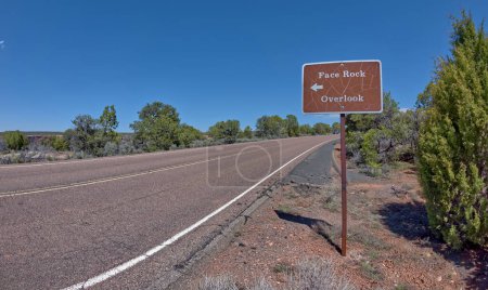 Photo for Road Sign pointing the way to the Face Rock Overlook on the south rim of Canyon De Chelly Arizona. - Royalty Free Image
