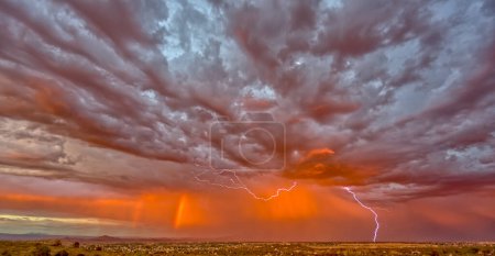 Lightning storm and sunset combined in Chino Valley Arizona.