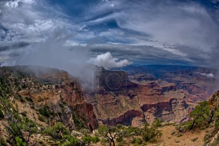 Coronado Butte at Grand Canyon South Rim Arizona in the clouds viewed from Moran Point.