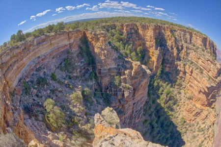 A fisheye view of a deep chasm east of Pinal Point at Grand Canyon Arizona.