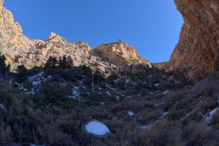 The cliffs of Waldron Canyon at Grand Canyon Arizona, southwest of Hermit Canyon in winter.