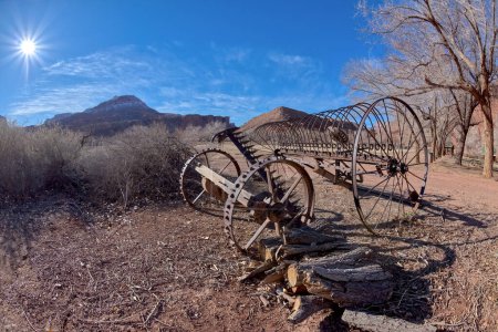 An old farming implement at the historic Lonely Dell Ranch house, built in 1936. Now it is part of the Glen Canyon Recreation Area in Marble Canyon near Lee's Ferry.