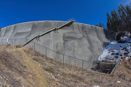 The Lower Goldwater Lake Dam at Goldwater Lakes Park in Prescott Arizona.
