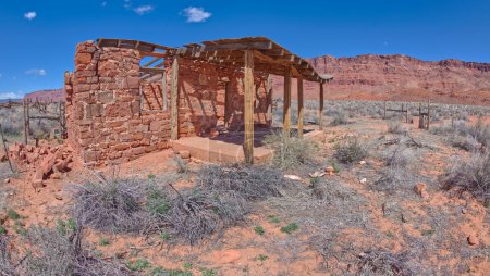 The old homestead ruins of Jacob's Pool below Vermilion Cliffs National Monument Arizona. The ruins date back to 1951.