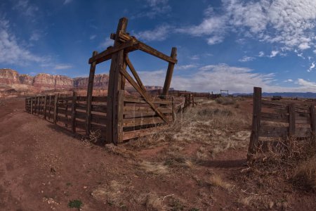 Photo for Decaying ruins of an old cattle ranch near the Vermilion Cliffs in Marble Canyon Arizona at the Soap Creek Canyon Trailhead. - Royalty Free Image