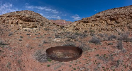 Photo for An abandoned Well that was used for an old cattle ranch in Soap Creek Canyon at Marble Canyon Arizona. The Vermilion Cliffs are in the background. - Royalty Free Image
