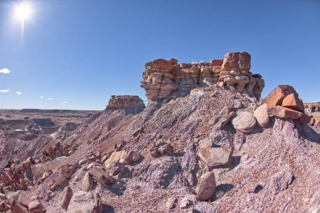 Foto de Una isla rocosa justo al lado de una mesa cerca de Hamilili Point en el extremo sur del Parque Nacional Bosque Petrificado Arizona. - Imagen libre de derechos