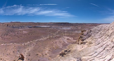 View of Hamilili Point from a ridge above the Jim Camp Wash on the south end of Petrified Forest National Park Arizona. HDR toning was used to process this photo.