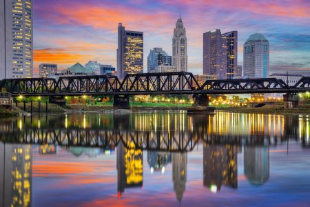 Photo for Columbus, Ohio, USA downtown on the Scioto River at dawn. - Royalty Free Image