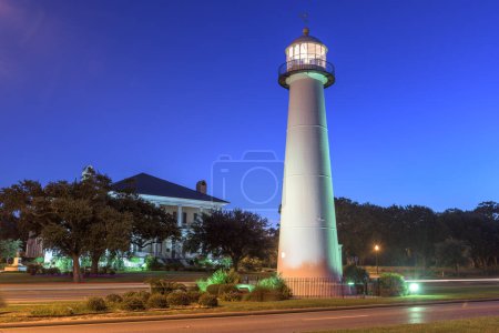 Photo for Biloxi, Mississippi, USA Light House at night. - Royalty Free Image