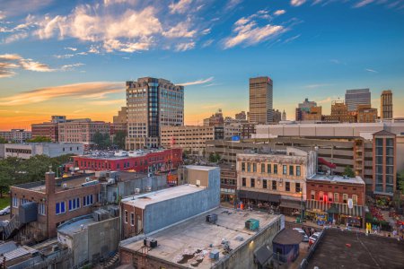 Photo for Memphis, Tennesse, USA downtown cityscape at dusk over Beale Street. - Royalty Free Image