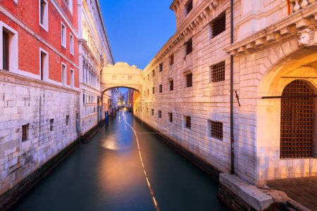 Photo for Bridge of Sighs in Venice, Italy at blue hour. - Royalty Free Image