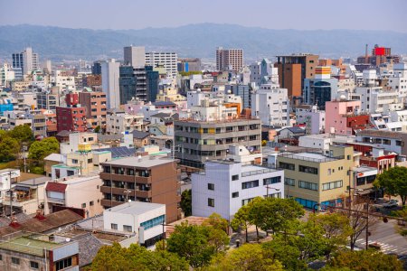 Foto de Wakayama City, Japón paisaje urbano céntrico por la tarde. - Imagen libre de derechos