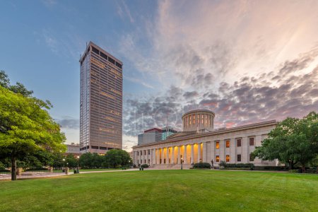 Photo for Columbus, Ohio, USA view of downtown and the statehouse from Capitol Square at twilight. - Royalty Free Image
