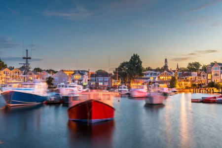 Photo for Rockport, Massachusetts, USA downtown and harbor view at dusk. - Royalty Free Image