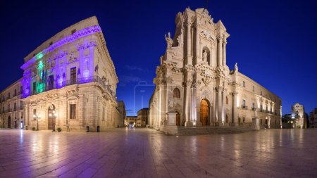 Photo for Cathedral of Syracuse in Syracuse, Sicily at twilight. - Royalty Free Image