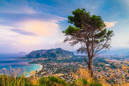 Photo for Palermo, Sicily, Italy in the Mondello borough at dusk. - Royalty Free Image