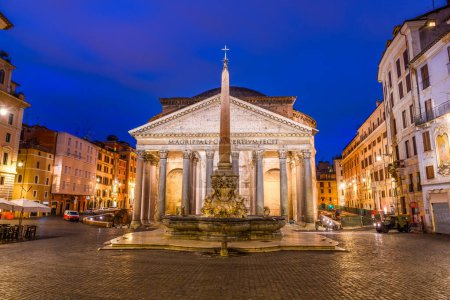 Photo for Rome, Italy with the Pantheon and Piazza Della Rotonda at night. - Royalty Free Image