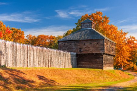 Photo for Augusta, Maine, USA at historic Fort Western in the morning during autumn. - Royalty Free Image