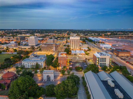 Photo for Newport News, Virginia, USA from above at dusk. - Royalty Free Image