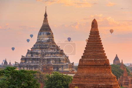 Photo for Bagan, Myanmar with Balloon at dawn. - Royalty Free Image