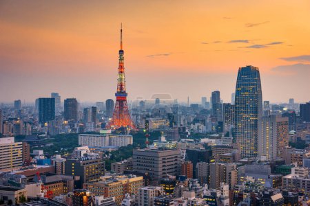 Photo for Tokyo Tower in Tokyo, Japan at dusk. - Royalty Free Image
