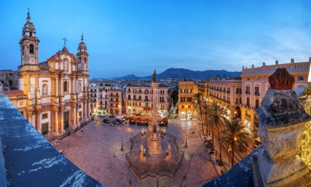 Photo for Palermo, Italy Overlooking Piazza San Domenico at dusk. - Royalty Free Image