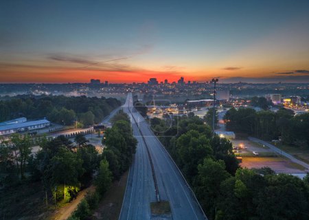 Photo for Highway into Columbia, South Carolina, USA at dawn. - Royalty Free Image