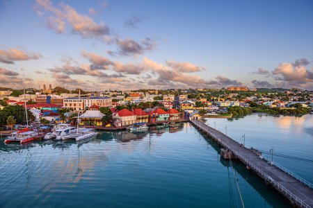 Photo for St. John's, Antigua overlooking Redcliffe Quay at dusk. - Royalty Free Image