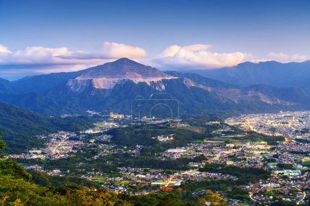 Photo for Chichibu, Saitama, Japan with Buko Mountain at blue hour. - Royalty Free Image