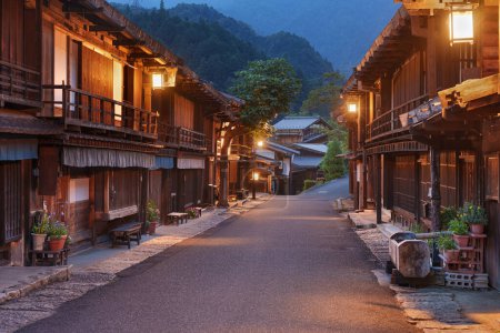 Foto de Tsumago, Japón tradicional ciudad histórica post a lo largo del Nakasendo. - Imagen libre de derechos