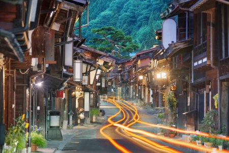 Foto de Narai-juku, Nagano, ciudad histórica de Japón a lo largo de la ruta histórica de Nakasendo. - Imagen libre de derechos
