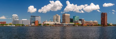 Photo for Norfolk, Virginia, USA downtown skyline panorama on the Elizabeth River. - Royalty Free Image