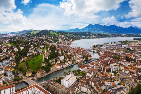 Photo for Lucern, Switzerland aerial view over the Ruess River. - Royalty Free Image