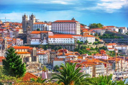 Photo for Porto, Portugal old town skyline on a beautiful day. - Royalty Free Image