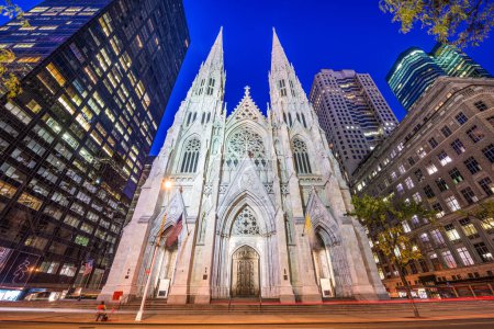 Téléchargez les photos : Cathédrale Saint-Patrick à New York la nuit. - en image libre de droit