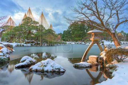Photo for Kanazawa, Ishikawa, Japan winter at Kenrokuen Gardens in the early morning. - Royalty Free Image