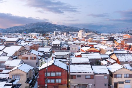 Photo for Wajima, Ishikawa, Japan town skyline in winter at twilight. - Royalty Free Image