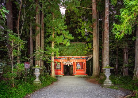 Foto de Puerta Zuishinmon en el santuario Togakushi en Nagano, Japón. (El cartel dice: Puerta de Zuishinmon) - Imagen libre de derechos