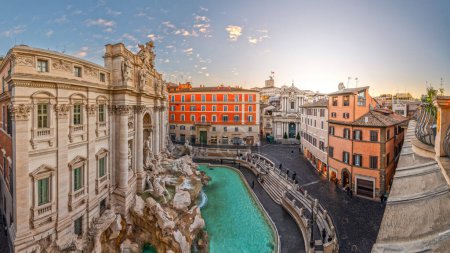 Photo for Rome, Italy cityscape overlooking Trevi Fountain at dawn. - Royalty Free Image