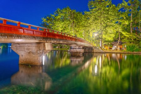 Téléchargez les photos : Amanohashidate, Kyoto, Japon au pont Daitenkyo la nuit. - en image libre de droit